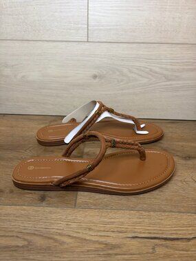 GIANI BERNINI TYLEEM Braided Leather Flip Flop Sandals Tan 9.5 M
